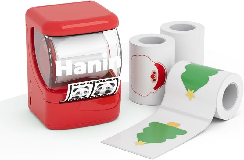 HPRT NEW1 Label Printer +4 Rolls Labels, 2 Inch Portable Inkless Bluetooth Label Maker for Small Business, Home, School, Automatic Label Recognition, Sticker Printer for Address Logo Barcode Clothing（Red） - Image 1